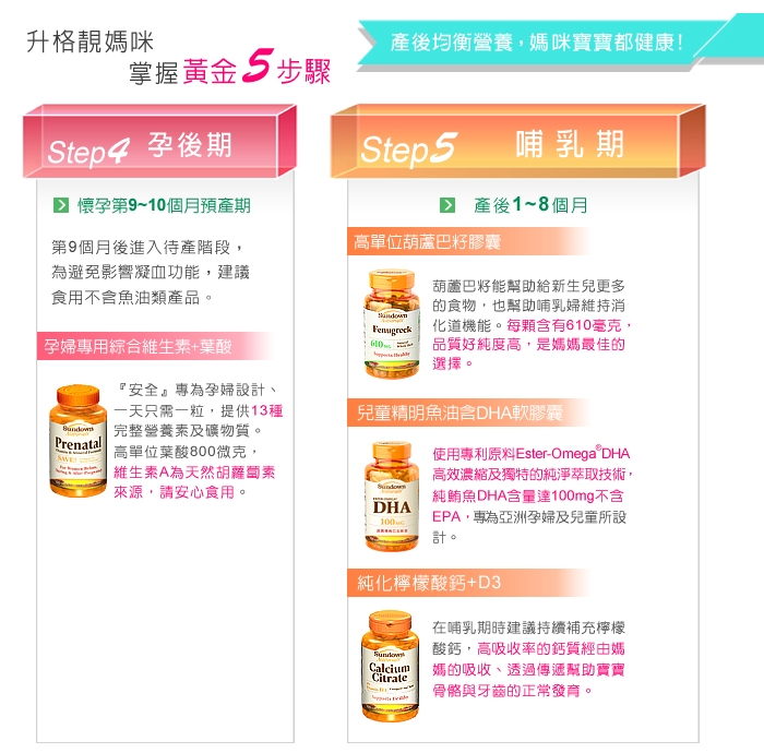懷孕媽咪-Sundown 孕婦專用維他命(含葉酸)+魚油(30粒/瓶)-5